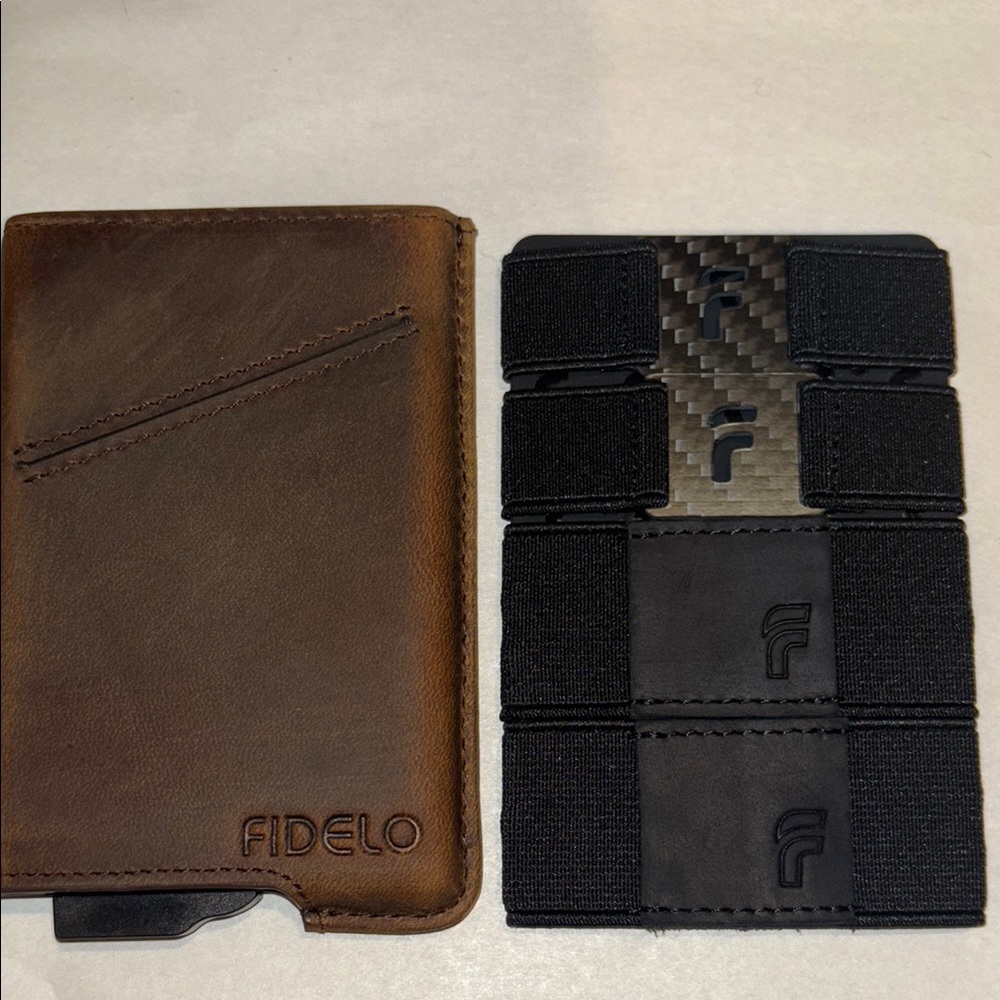 Fidelo Men’s Ultra Slim Hybrid Leather Wallet card holder Rustic Brown NWT